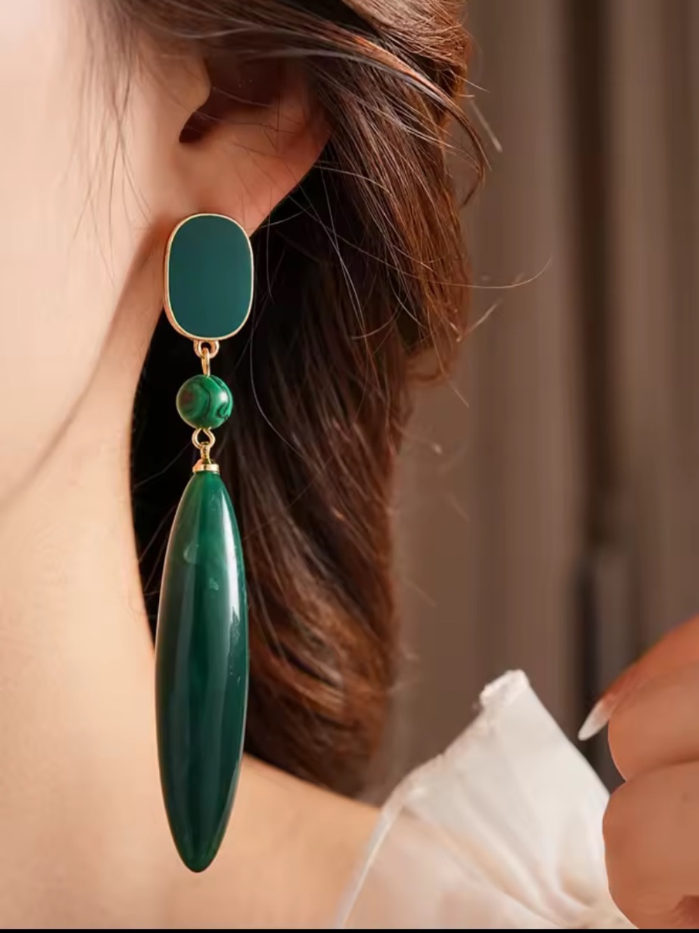 Statement Green resin dangle earrings